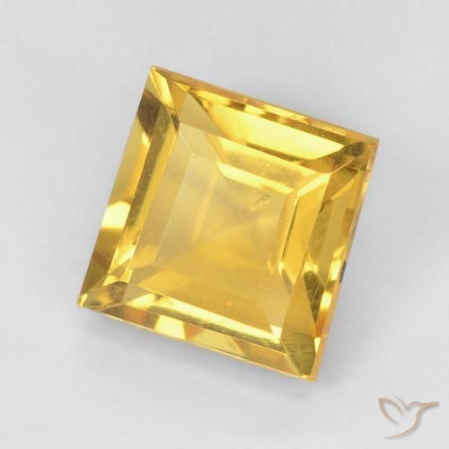 1.22 ct Golden Citrine Stone, Natural Citrine in Square Facet Shape for Sale