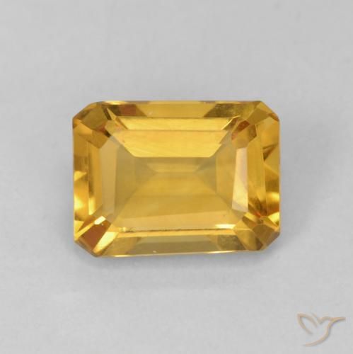 1.31ct Natural Medium Gold Citrine, Emerald Cut, VVS