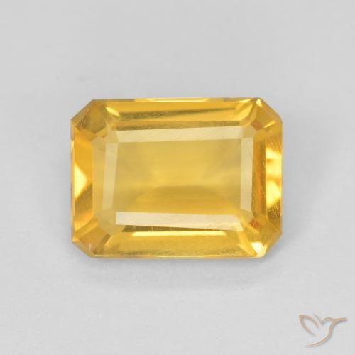 1.05ct Natural Medium Gold Citrine, Emerald Cut, VS
