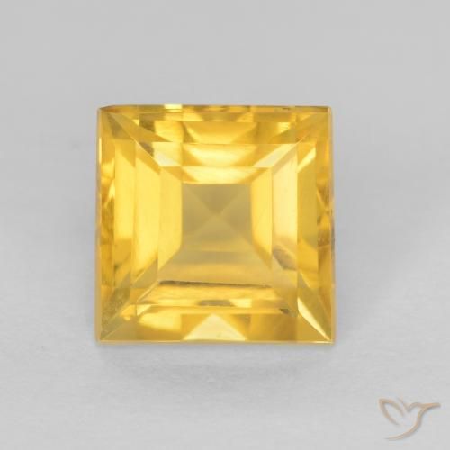 1,24 ct quadratischer goldener Citrin aus Brasilien, Größe 6,2 x 6,1mm, Garantiert natürlicher Edelstein, VS Reinheit, 1 Stück Citrin in Mittleres Gold Farbe, Mohs-Härte von 7 Geeignet für den täglichen Gebrauch im Schmuck, November Geburtsstein, Photo A