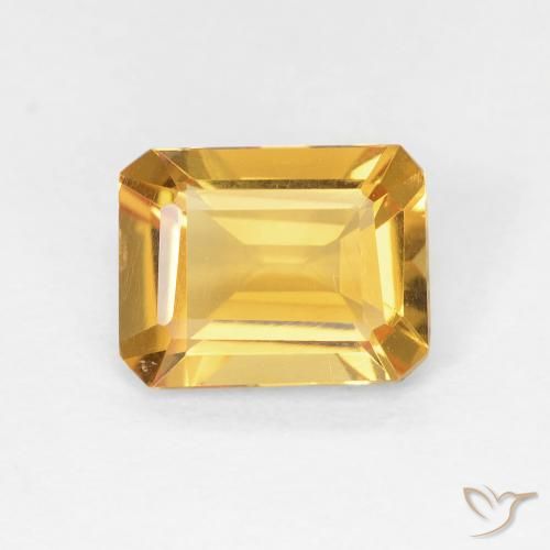 1.23ct Natural Medium Gold Citrine, Emerald Cut, VVS
