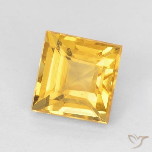 1.13 ct Golden Citrine Stone, Natural Citrine in Square Facet Shape for Sale