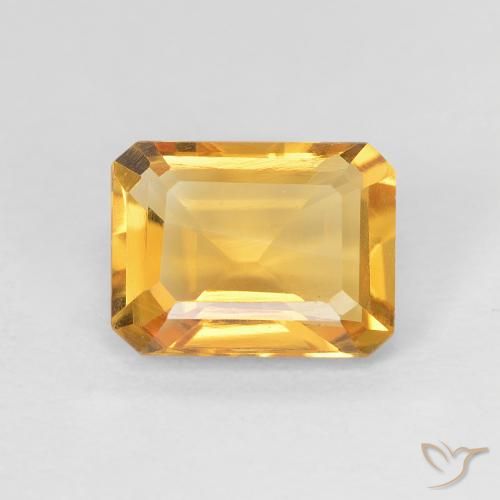 1.36ct Natural Medium Light-Golden Citrine, Emerald Cut, VVS