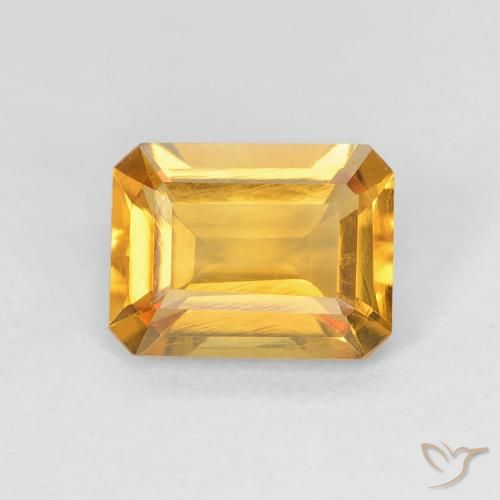 1.33ct Natural Golden Orange Citrine, Emerald Cut, VVS