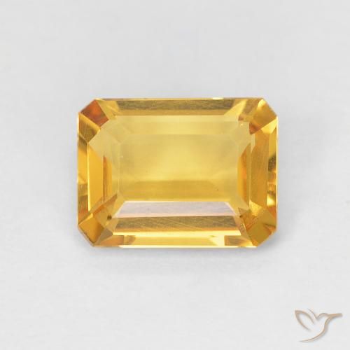 1.24ct Natural Bright Gold Citrine, Emerald Cut, VVS