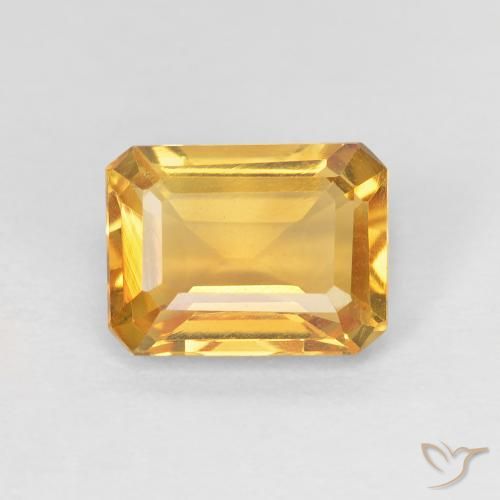 1.37ct Natural Golden Orange Citrine, Emerald Cut, VVS