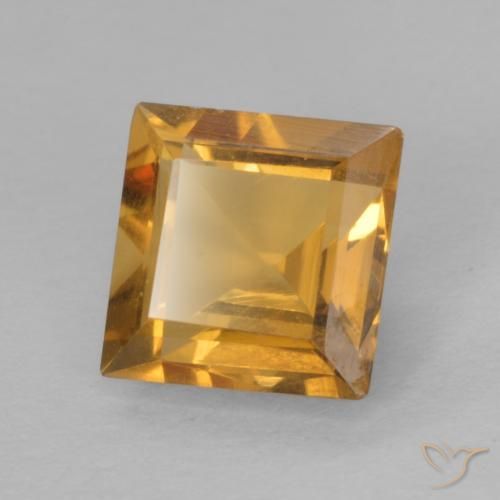 0.90 ct Golden Citrine Stone, Natural Citrine in Square Facet Shape for Sale