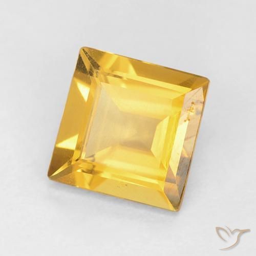 0.98 ct Golden Citrine Stone, Natural Citrine in Square Facet Shape for Sale