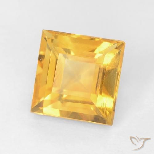 1.17 ct Golden Citrine Stone, Natural Citrine in Square Facet Shape for Sale