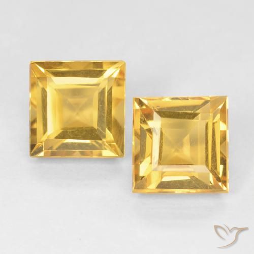 2.34 ct Yellow Citrine, 6.3 x 6.2 mm Square Cut From Brazil, Photo A