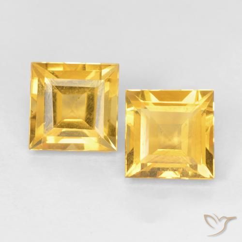 2.15 ct Yellow Citrine, 6.1 x 6 mm Square Cut From Brazil, Photo A