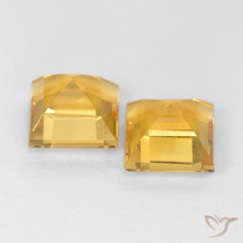 Citrine Gemstones in 6 x 6 mm (calibrated) Size for Sale, Citrine Stones in Medium Gold Color
