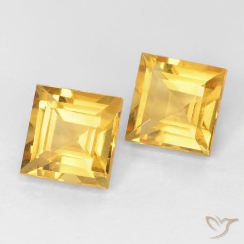2.20 ctw Golden Citrine Stones, Natural Citrine in Square Facet Shape for Sale