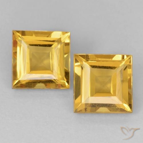 2.13 ct Yellow Citrine, 6.2 x 6.1 mm Square Cut From Brazil, Photo A