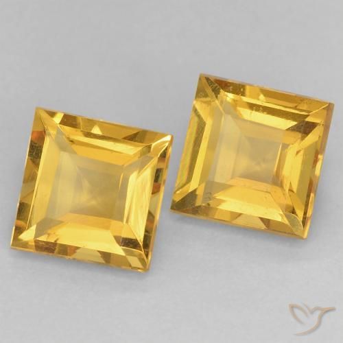2.13 ctw Golden Citrine Stones, Natural Citrine in Square Facet Shape for Sale