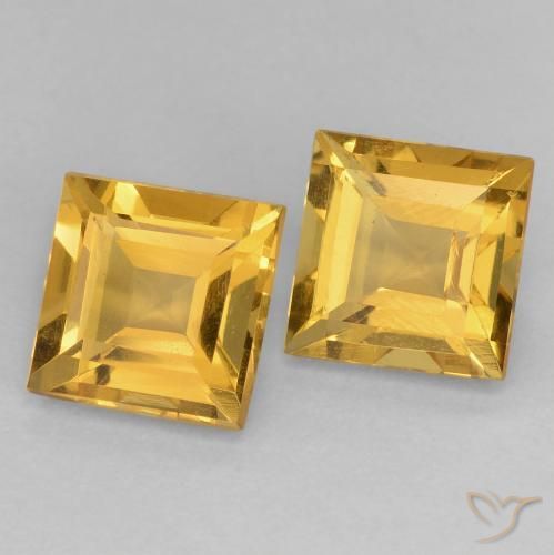 2.22 ctw Golden Citrine Stones, Natural Citrine in Square Facet Shape for Sale