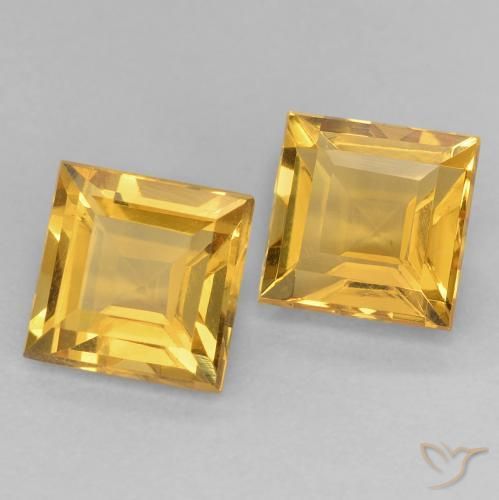 2.28 ctw Golden Citrine Stones, Natural Citrine in Square Facet Shape for Sale