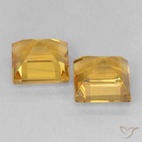 Citrine Gemstones in 6 x 6 mm (calibrated) Size for Sale, Citrine Stones in Medium Golden Color
