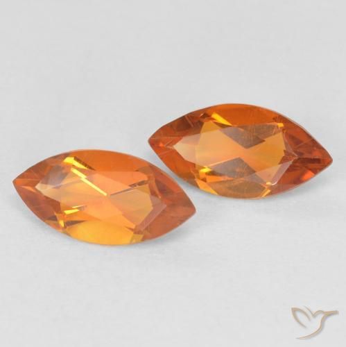 0.87 ctw Orange Citrine Stones, Natural Citrine in Marquise Facet Shape for Sale
