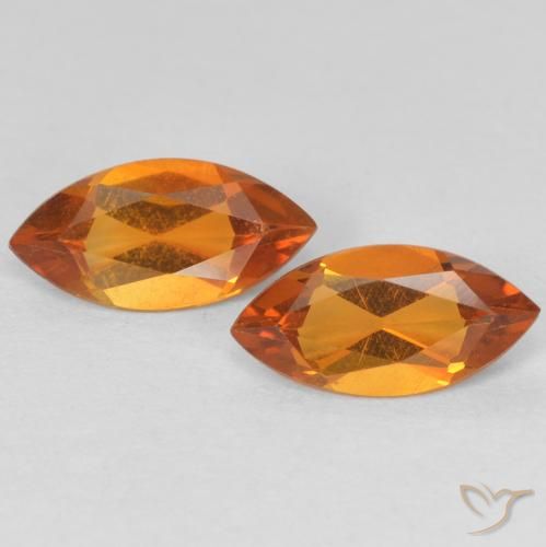 0.86 ctw Orange Citrine Gemstones, Citrine Gems in Marquise Facet Shape for Sale.