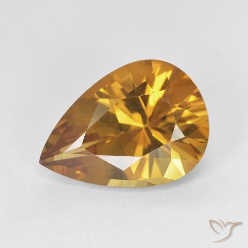 4.25ct Natural Golden-Brown Citrine, Pear Shape, VVS