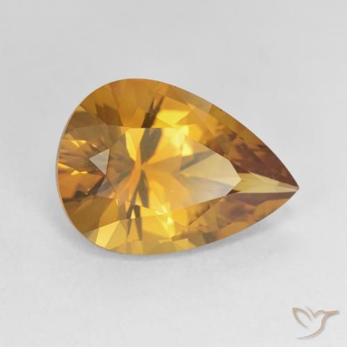 4.25 ct Golden Citrine Stone, Natural Citrine in Pear Concave Cut Shape for Sale