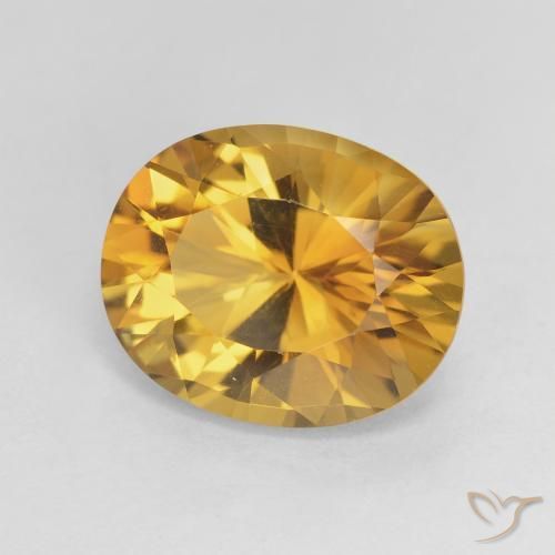 4.80 ct Golden Citrine Stone, Natural Citrine in Oval Concave Cut Shape for Sale