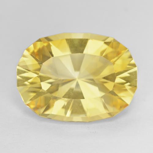 19.5 x 14.5mm Oval Concave Cut Yellow Citrine from Brazil, Weight of 14.33ct, Natural untreated Gemstone in VVS Clarity, 1pc Citrine - Color: Light Gold, Mohs Hardness of 7 suitable for daily wear jewelry, Unblocks Solar Plexus Chakra, Photo A