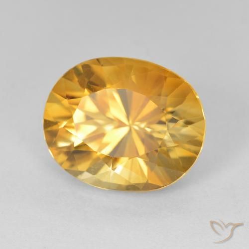 4.50 ct Golden Citrine Stone, Natural Citrine in Oval Concave Cut Shape for Sale