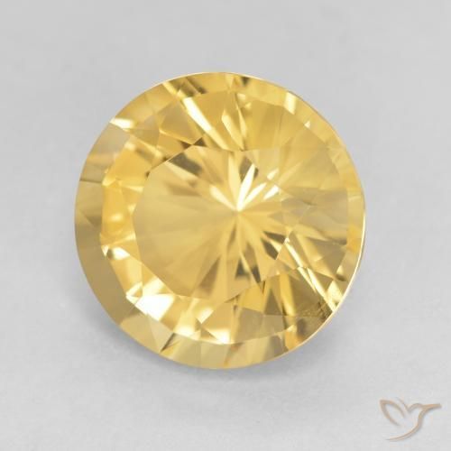 4.68 ct Golden Citrine Stone, Natural Citrine in Round Concave Cut Shape for Sale