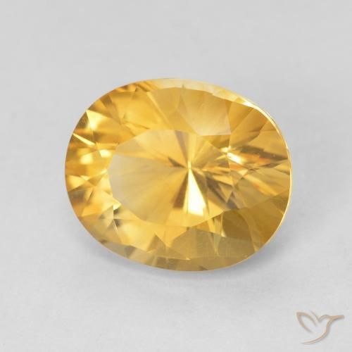 4.46 ct Golden Citrine Stone, Natural Citrine in Oval Concave Cut Shape for Sale