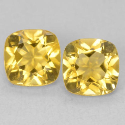 1.14 ct Yellow Citrine, 5.1 x 5.1 mm Cushion Cut From Brazil, Photo A