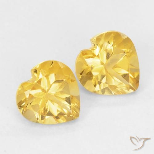 0.90 ctw Golden Citrine Stones, Natural Citrine in Heart Facet Shape for Sale