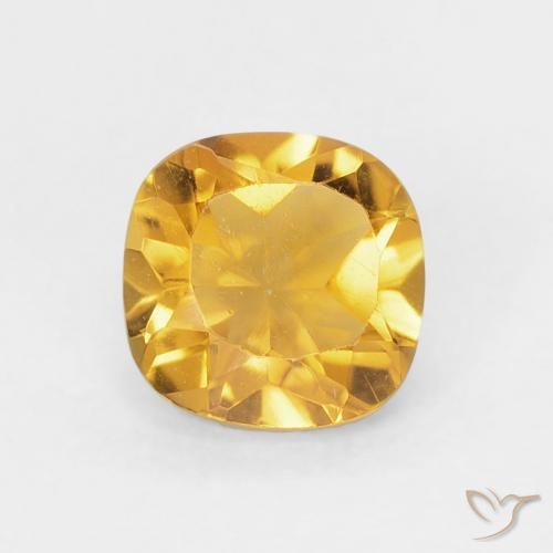 0.49 ct Golden Citrine Gemstone, Citrine Gem in Cushion-Cut Shape for Sale.
