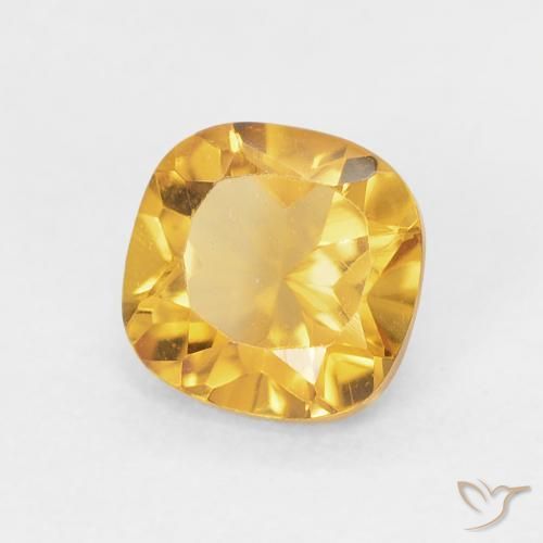 0.49 ct Golden Citrine Stone, Natural Citrine in Cushion-Cut Shape for Sale