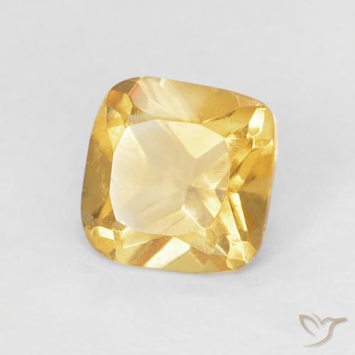 0.55 ct Golden Citrine Stone, Natural Citrine in Cushion-Cut Shape for Sale