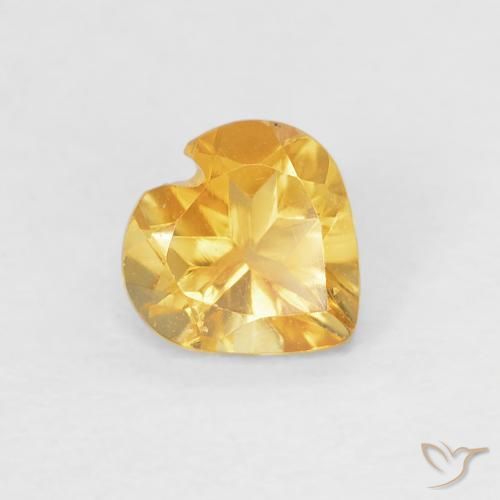 0.38 ct Golden Citrine Stone, Natural Citrine in Heart Facet Shape for Sale