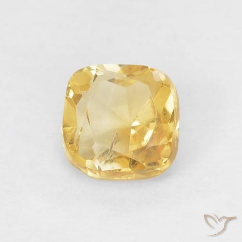 0.50ct Natural Medium Golden Citrine, Cushion, VS