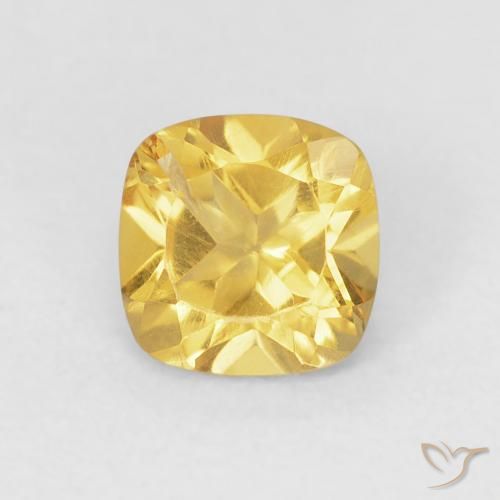 0.54ct Natural Medium Golden Citrine, Cushion, VS