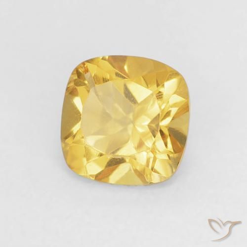 0.54 ct Golden Citrine Stone, Natural Citrine in Cushion-Cut Shape for Sale