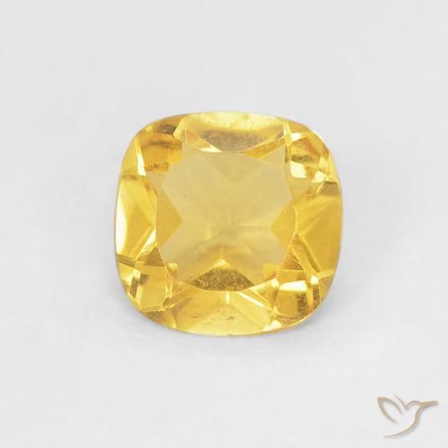 0.39 ct Yellow Citrine, 5 x 4.9 mm Cushion Cut From Brazil, Photo A