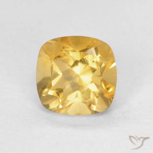 0.55ct Natural Medium Gold Citrine, Cushion, VVS-VS