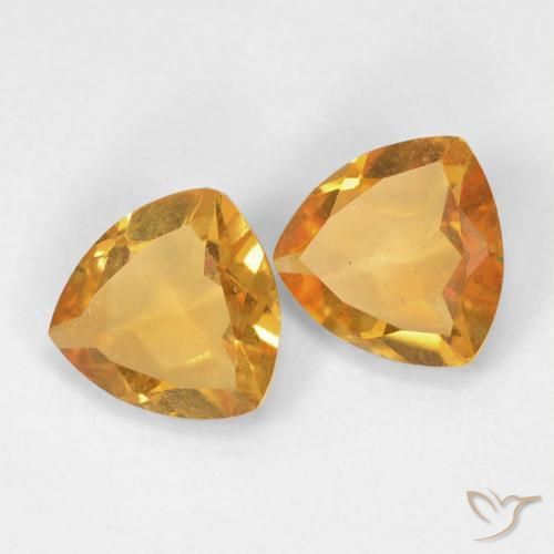 1.27 ctw Golden Citrine Stones, Natural Citrine in Trillion Facet Shape for Sale