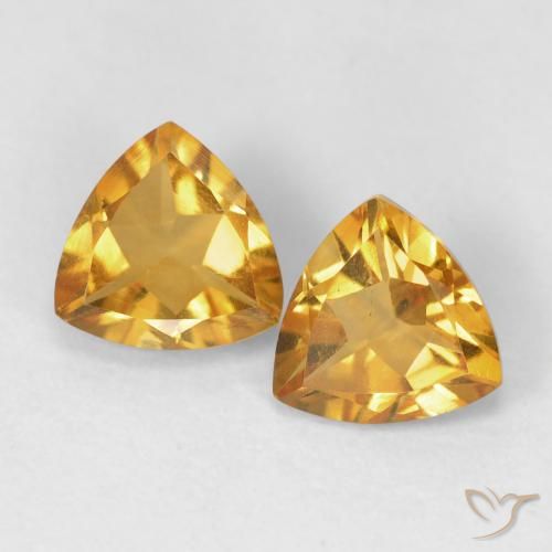1.33 ct Yellow Citrine, 6.2 x 6.1 mm Trillion Cut From Brazil, Photo A