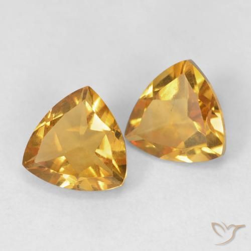 1.33 ctw Golden Citrine Stones, Natural Citrine in Trillion Facet Shape for Sale