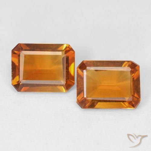 2.18 ct Orange Citrine, 7.8 x 6 mm Octagon Cut From Brazil, Photo A