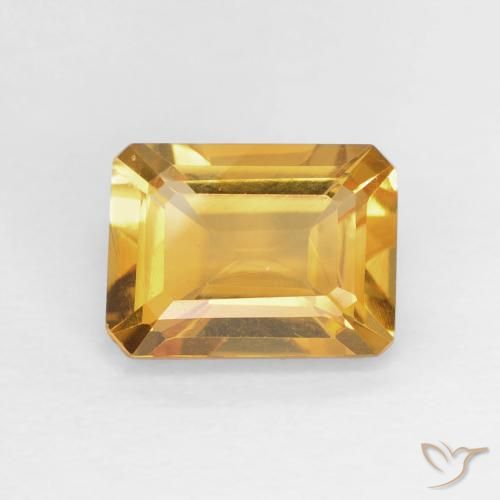1.49ct Natural Medium Light Orange-Gold Citrine, Emerald Cut, VVS