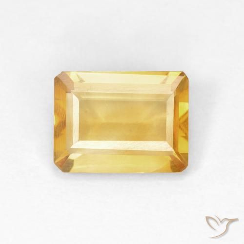 0.90ct Natural Medium Gold Citrine, Emerald Cut, VS