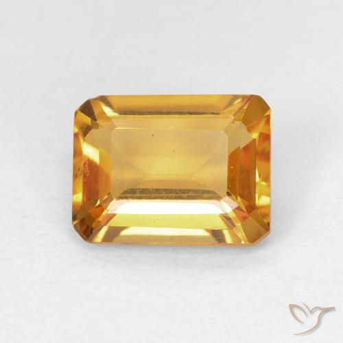 1.40ct Natural Deep Orange-Gold Citrine, Emerald Cut, VS