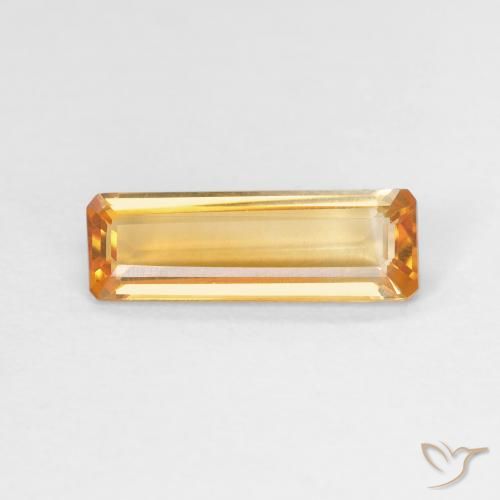 1.22ct Natural Medium Orange Citrine, Emerald Cut, VVS-VS